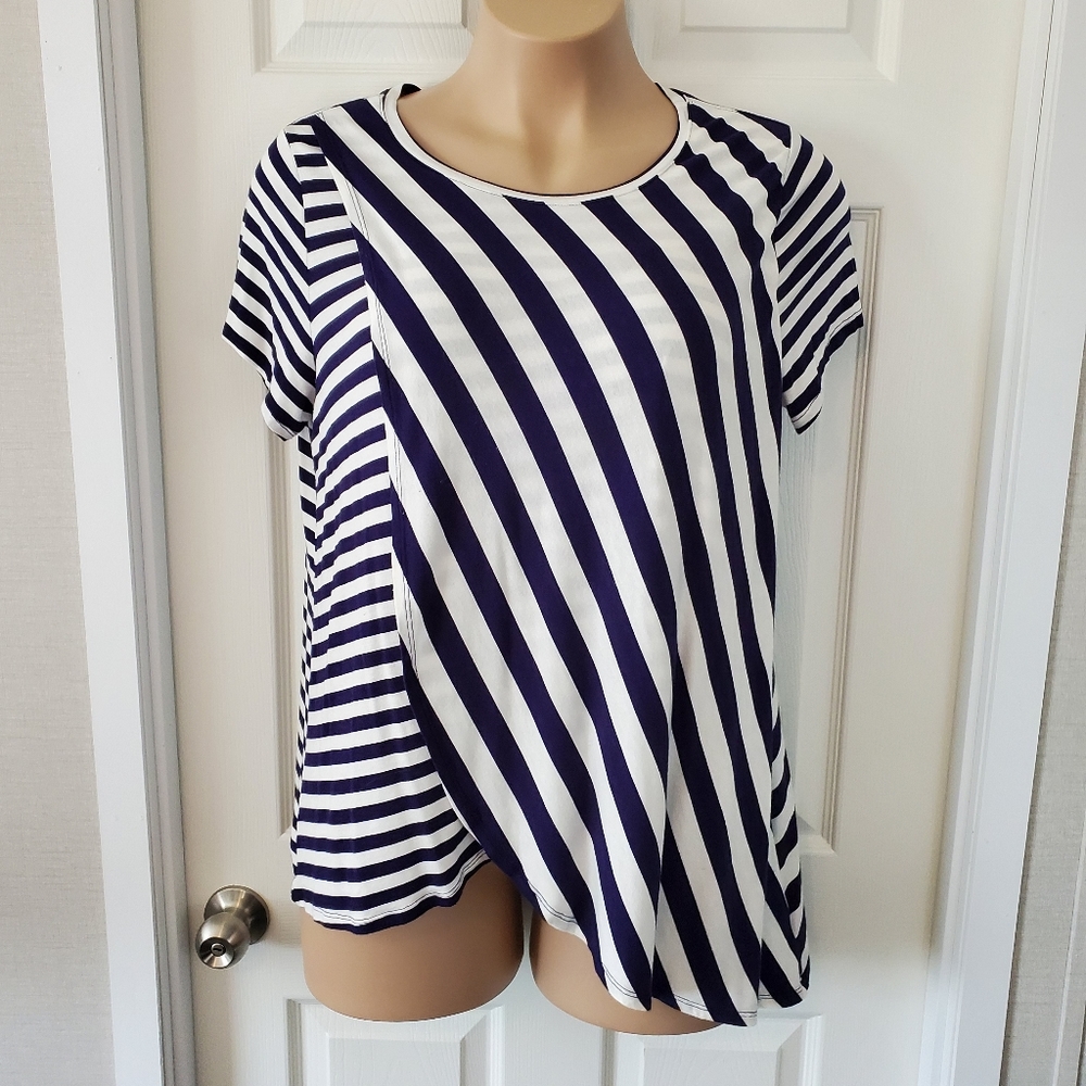 Cato Striped Short Sleeve Top